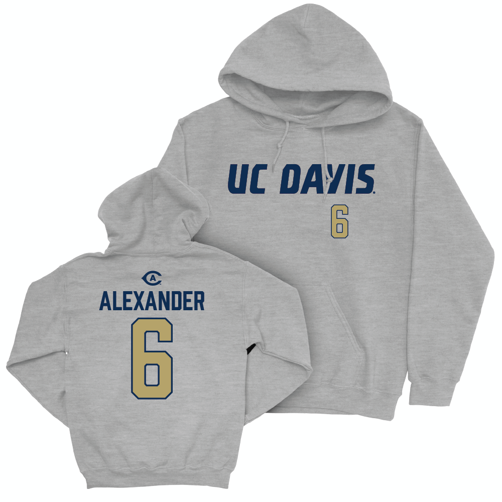 UC Davis Football Sport Grey Aggies Hoodie - Markeece Alexander | #6 Small