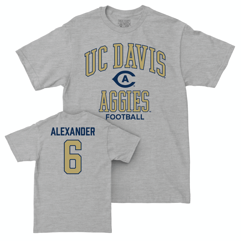 UC Davis Football Sport Grey Classic Tee - Markeece Alexander | #6 Small