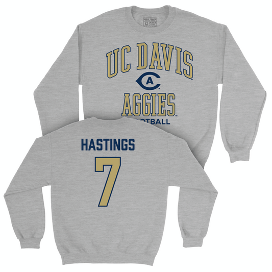 UC Davis Football Sport Grey Classic Crew - Miles Hastings | #7 Small