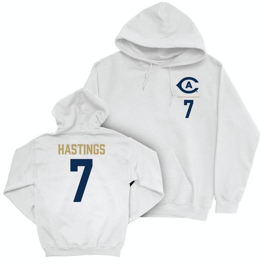 UC Davis Football White Logo Hoodie - Miles Hastings | #7 Small