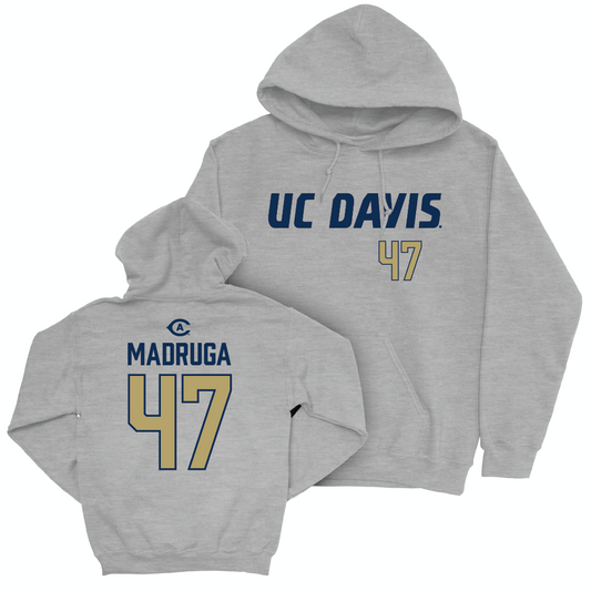 UC Davis Football Sport Grey Aggies Hoodie - Macray Madruga | #47 Small