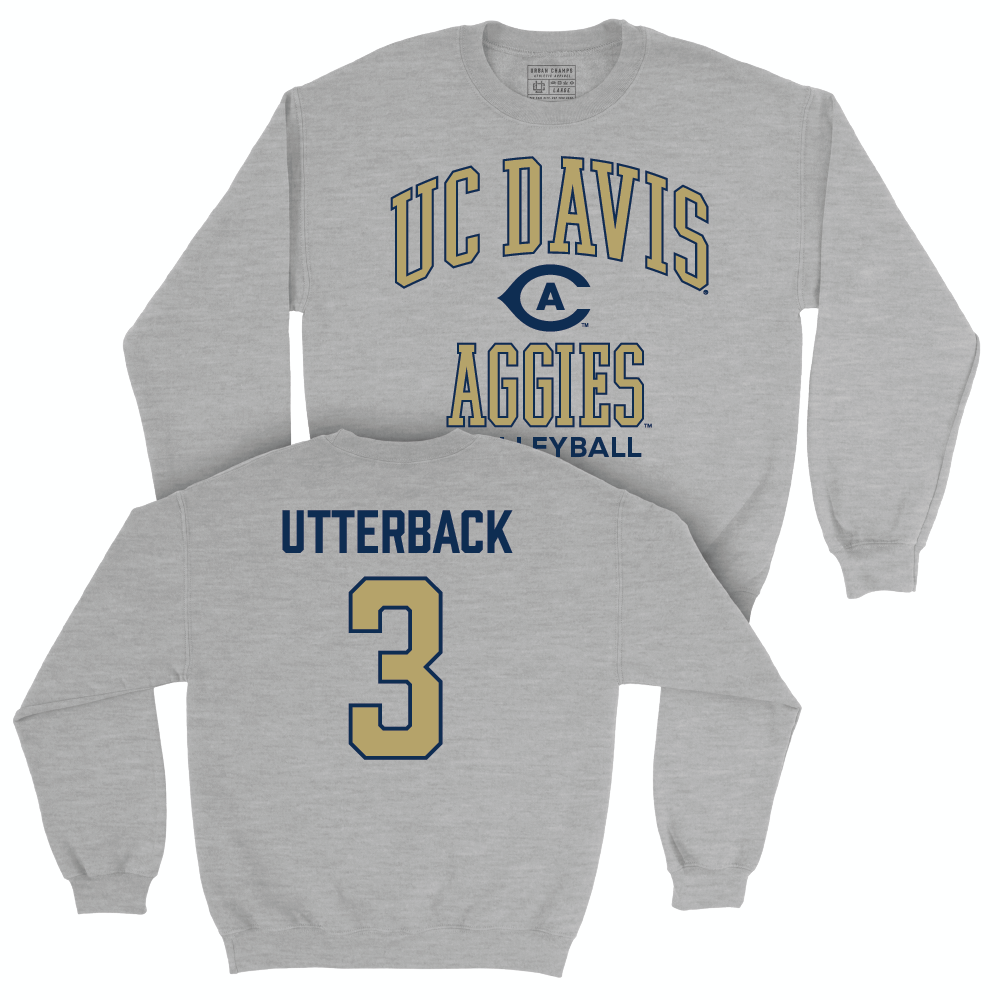 UC Davis Women's Volleyball Sport Grey Classic Crew - Olivia Utterback | #3 Small