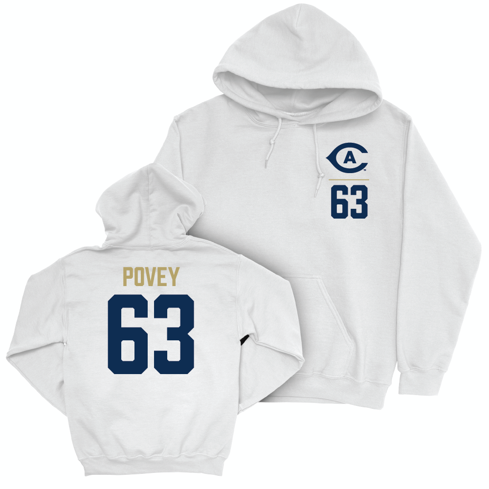 UC Davis Football White Logo Hoodie - Peter Povey | #63 Small