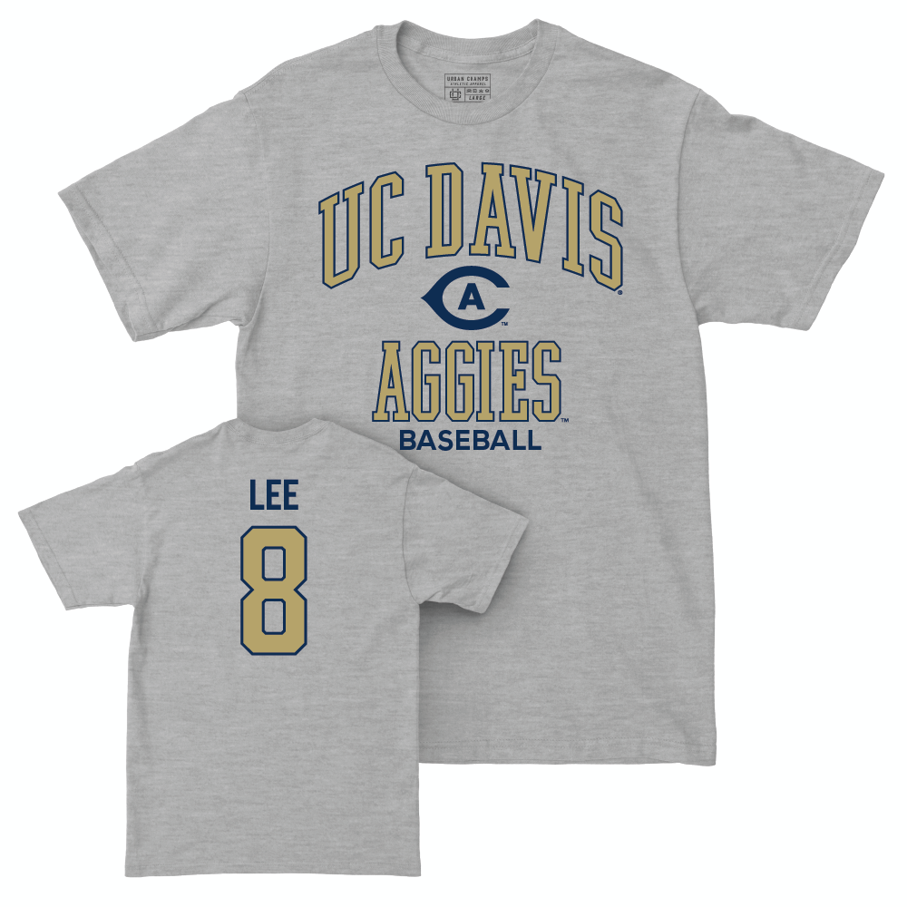 UC Davis Baseball Sport Grey Classic Tee - Ryan Lee | #8 Small