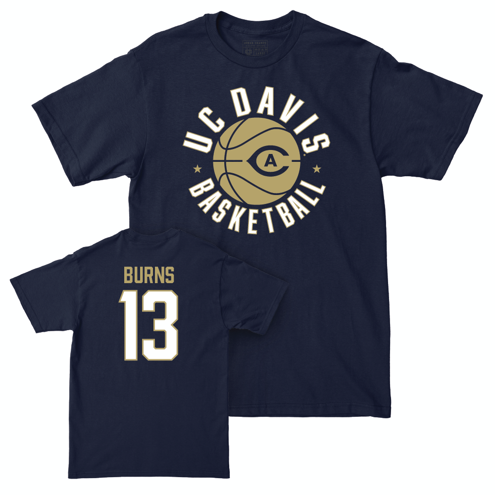 UC Davis Men's Basketball Navy Hardwood Tee - Sydney Burns | #13 Small