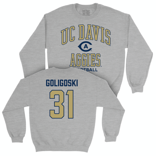 UC Davis Football Sport Grey Classic Crew - Sam Goligoski | #31 Small