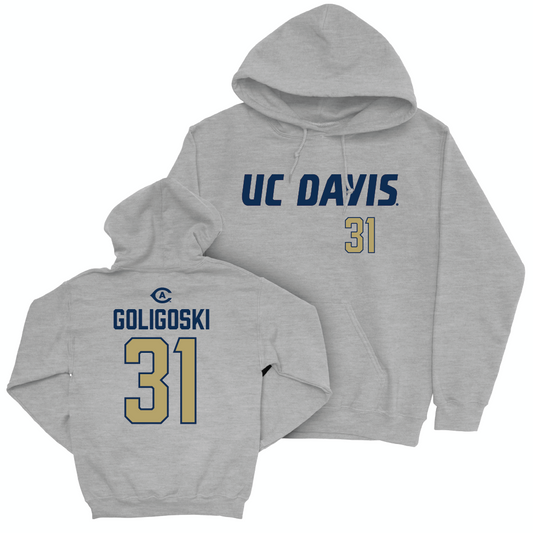 UC Davis Football Sport Grey Aggies Hoodie - Sam Goligoski | #31 Small