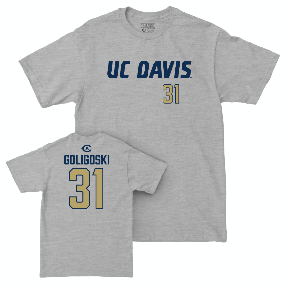 UC Davis Football Sport Grey Aggies Tee - Sam Goligoski | #31 Small