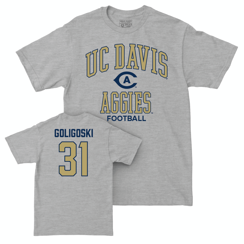 UC Davis Football Sport Grey Classic Tee - Sam Goligoski | #31 Small