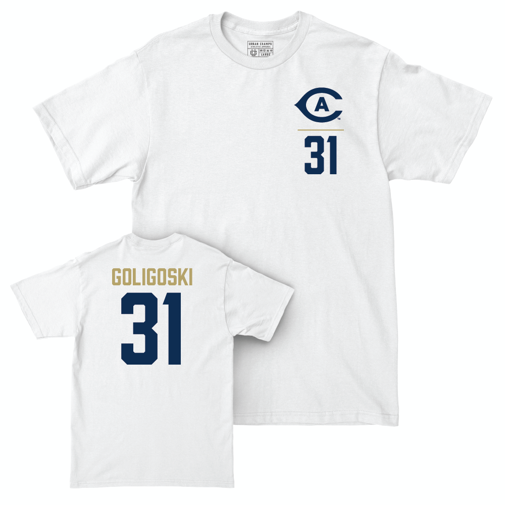 UC Davis Football White Logo Comfort Colors Tee - Sam Goligoski | #31 Small