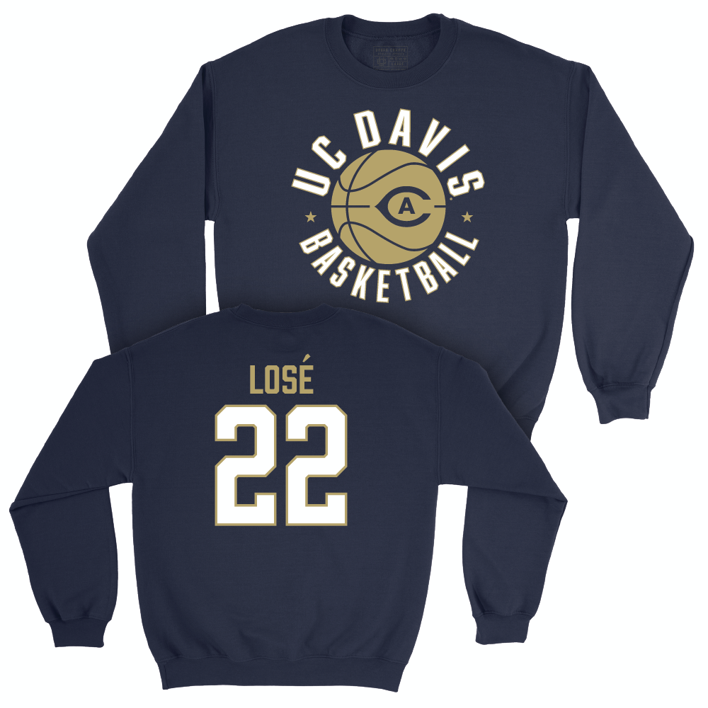 UC Davis Men's Basketball Navy Hardwood Crew - Sione Losé | #22 Small