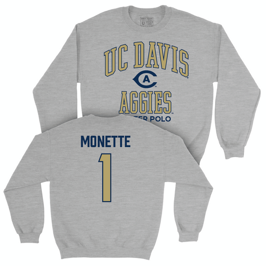 UC Davis Men's Water Polo Sport Grey Classic Crew - Sam Monette | #1 Small