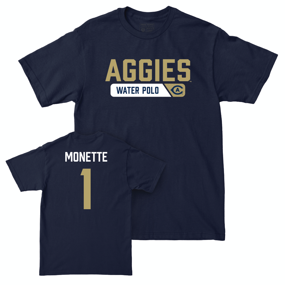 UC Davis Men's Water Polo Navy Staple Tee - Sam Monette | #1 Small