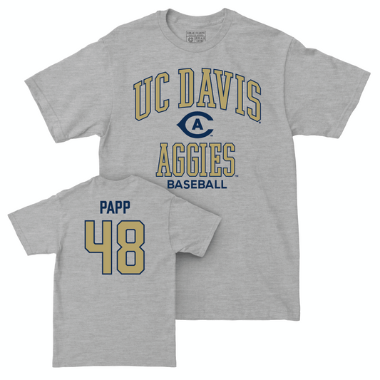 UC Davis Baseball Sport Grey Classic Tee - Sam Papp | #48 Small