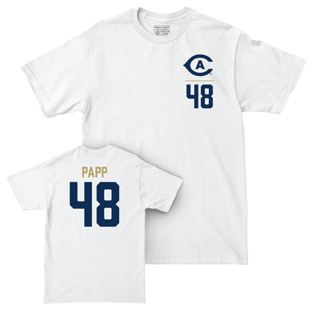 UC Davis Baseball White Logo Comfort Colors Tee - Sam Papp | #48 Small