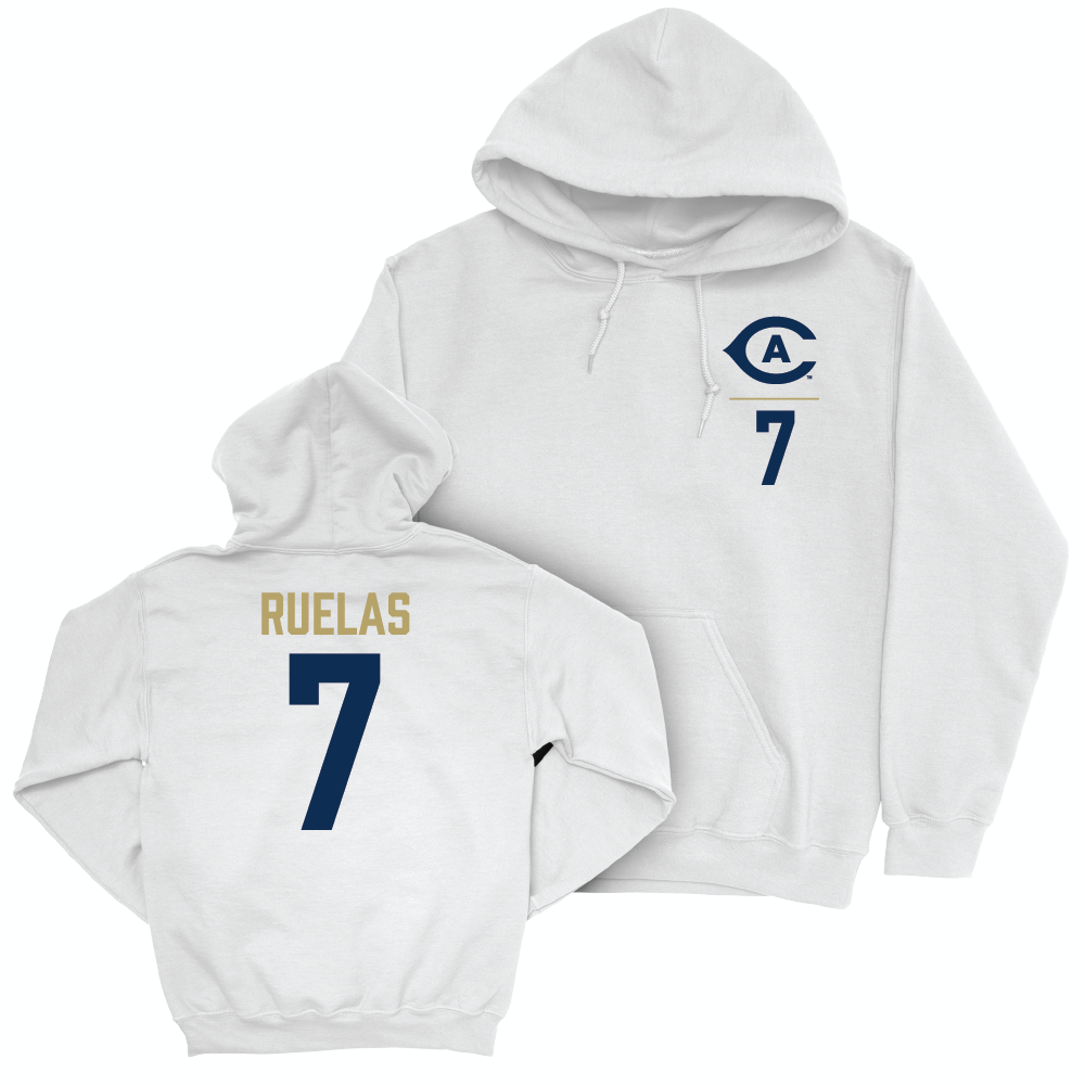 UC Davis Women's Soccer White Logo Hoodie - Samantha Ruelas | #7 Small