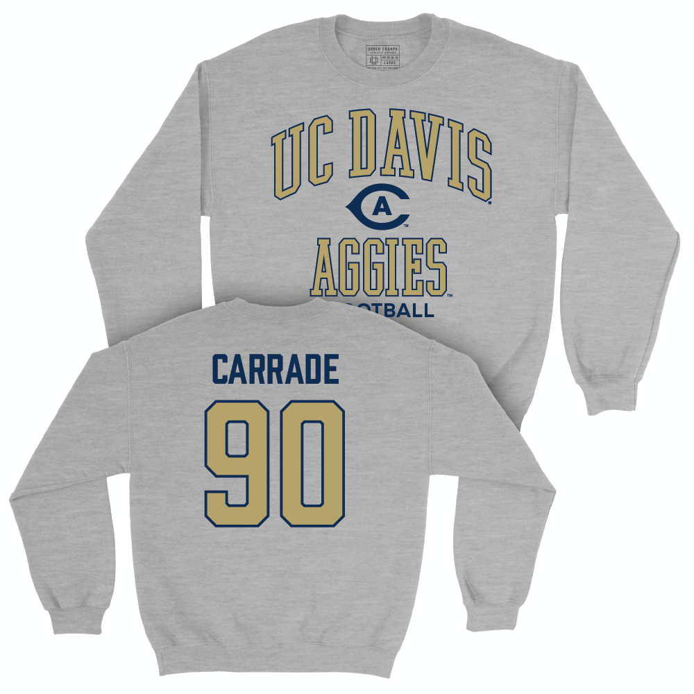 UC Davis Football Sport Grey Classic Crew - Trent Carrade | #90 Small