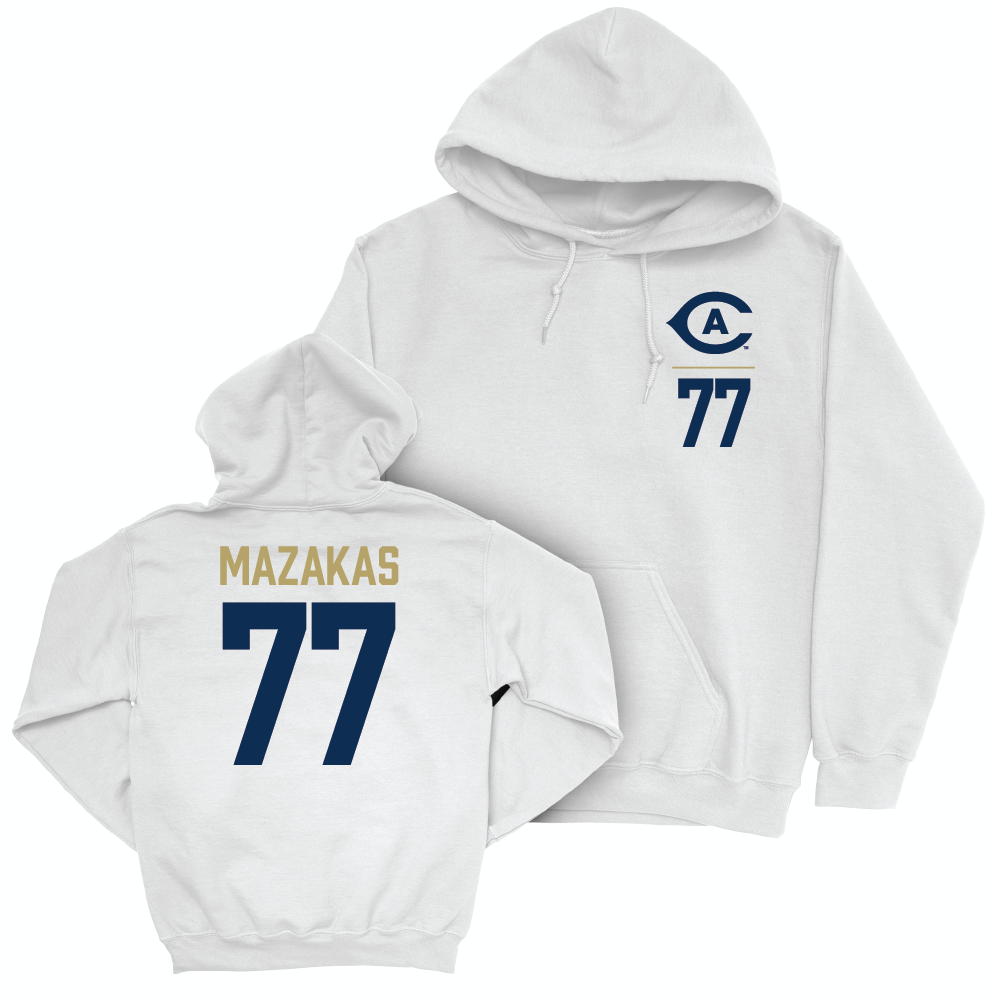 UC Davis Football White Logo Hoodie - Ty Mazakas | #77 Small