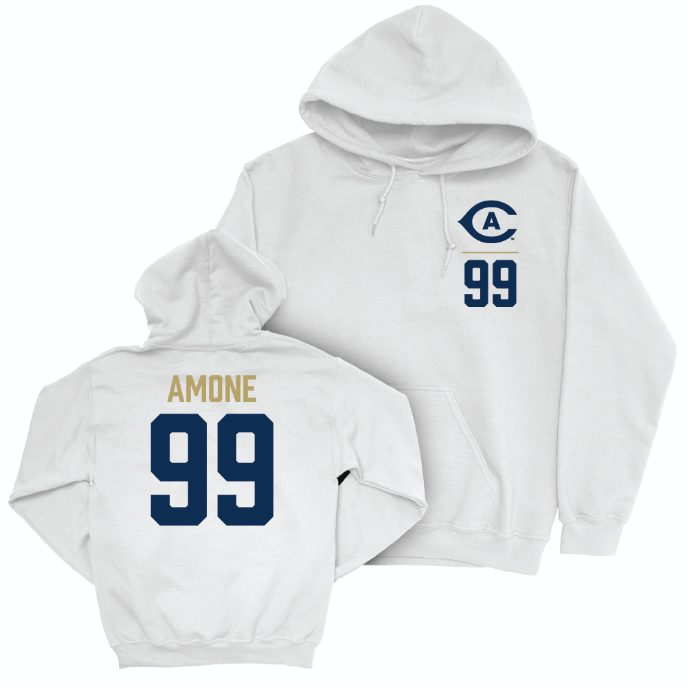 UC Davis Football White Logo Hoodie - Uilisoni Amone | #99 Small