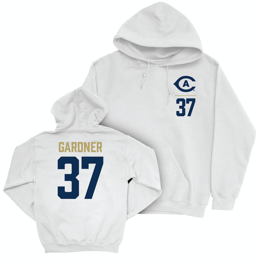 UC Davis Football White Logo Hoodie - Wyatt Gardner | #37 Small