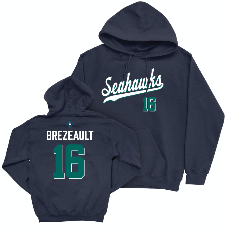 UNC Wilmington Women's Volleyball Navy Script Hoodie - Alexa Brezeault Small