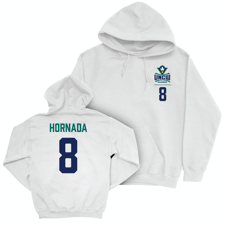 UNC Wilmington Men's Soccer White Logo Hoodie - Alexander Hornada Small