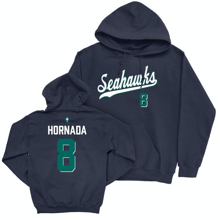 UNC Wilmington Men's Soccer Navy Script Hoodie - Alexander Hornada Small