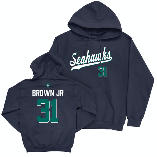 UNC Wilmington Baseball Navy Script Hoodie - Bradley Brown Jr Small