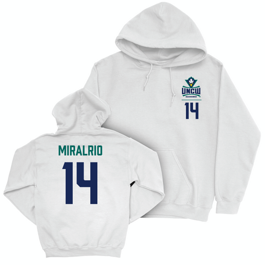 UNC Wilmington Men's Soccer White Logo Hoodie - Bryan Miralrio Small