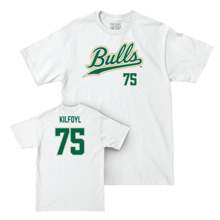 USF Football White Script Comfort Colors Tee - Andrew Kilfoyl Small