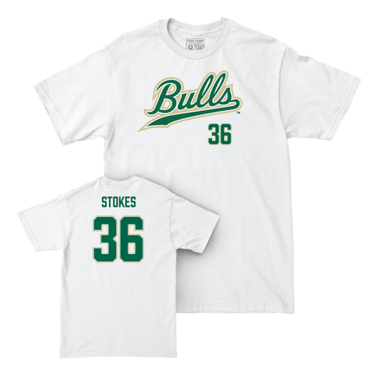 USF Football White Script Comfort Colors Tee - Andrew Stokes Small