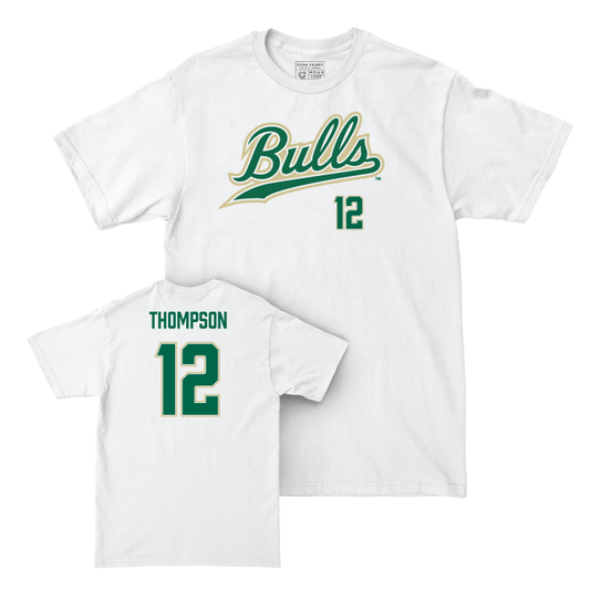 USF Women's Basketball White Script Comfort Colors Tee - Amy Thompson Small