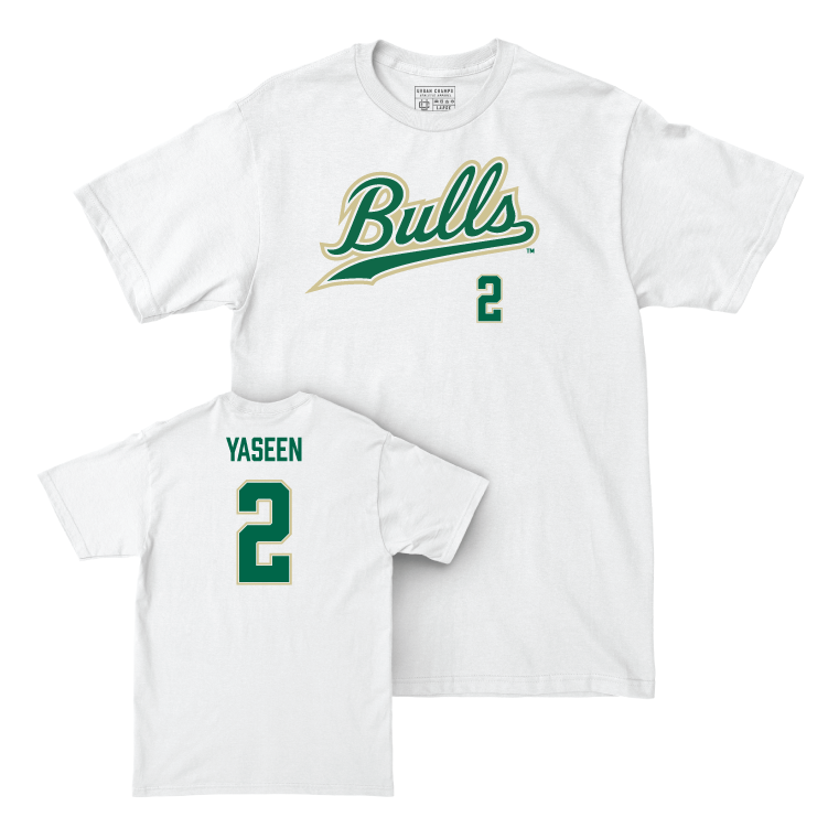 USF Football White Script Comfort Colors Tee - Abdur-Rahmaan Yaseen Small