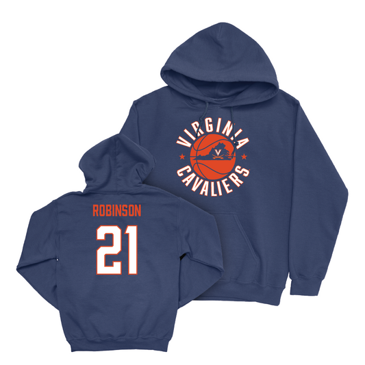 Virginia Men's Basketball Navy Hardwood Hoodie - Anthony Robinson Small