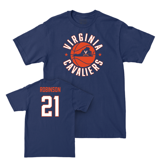 Virginia Men's Basketball Navy Hardwood Tee - Anthony Robinson Small