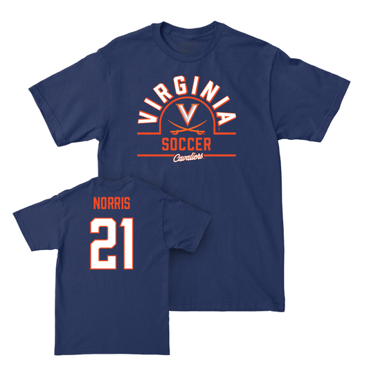 Virginia Men's Soccer Navy Arch Tee - Elias Norris Small