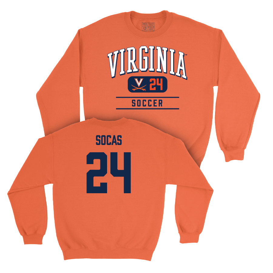 Virginia Men's Soccer Orange Classic Crew - Garrett Socas Small