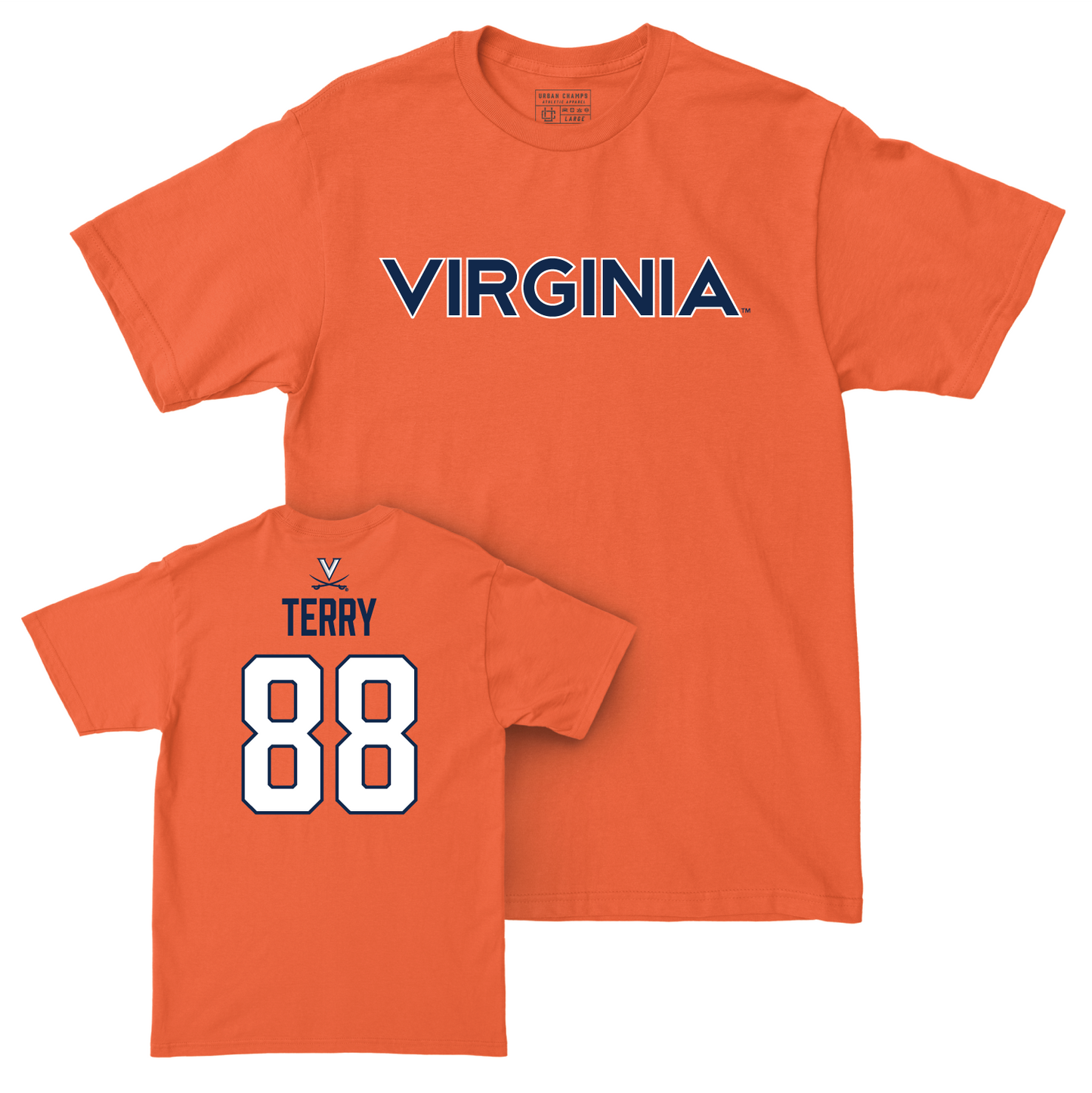 Virginia Football Orange Wordmark Tee - Lorenz Terry Small