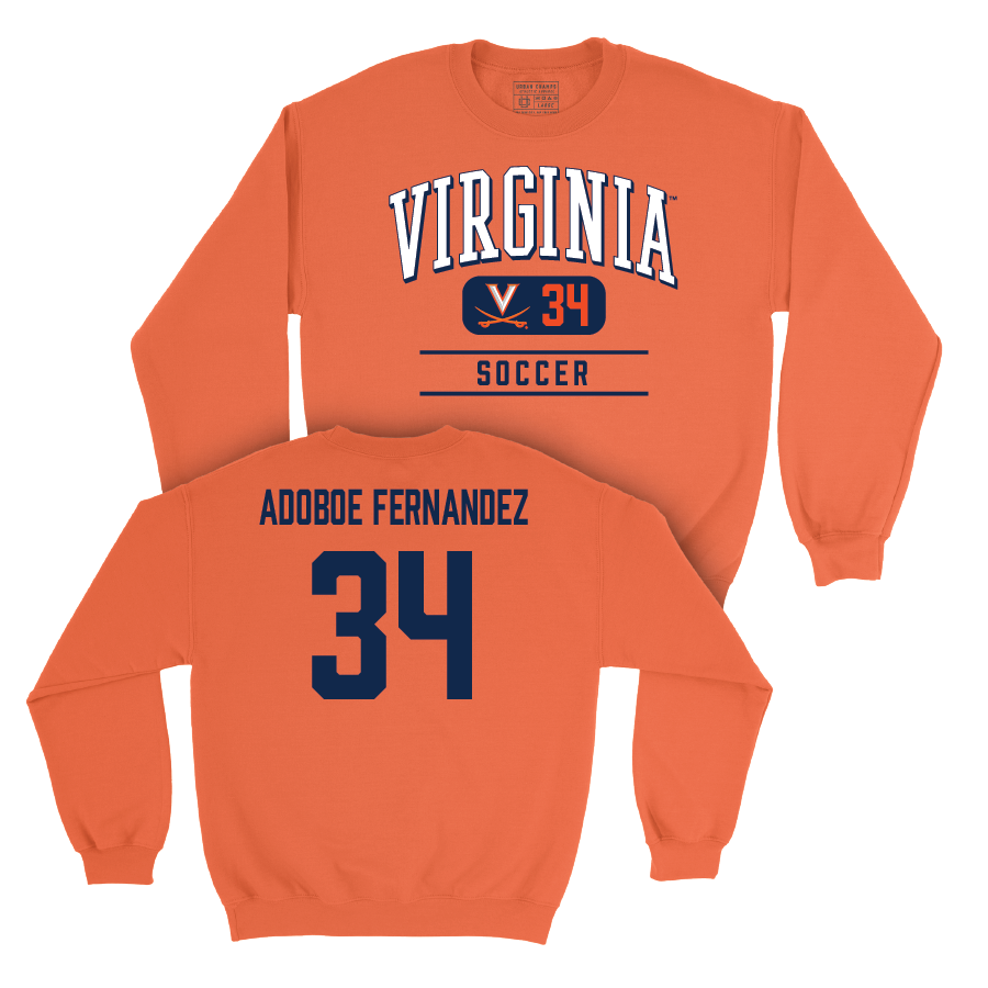 Virginia Men's Soccer Orange Classic Crew - Miguel Adoboe Fernandez Small