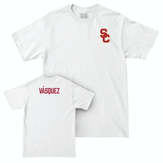 USC Women's Track & Field White Logo Comfort Colors Tee - Angelina Vásquez