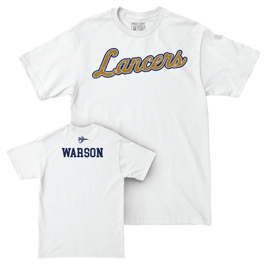 CBU Men's Swim & Dive White Script Comfort Colors Tee   - Nate Warson