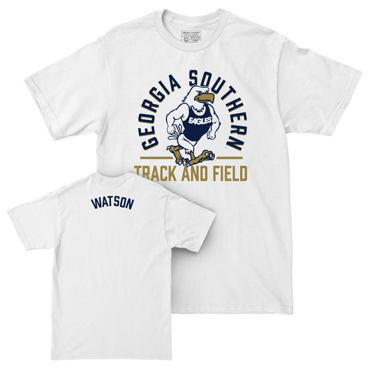 Georgia Southern Women's Track & Field White Classic Comfort Colors Tee  - NaJ Watson