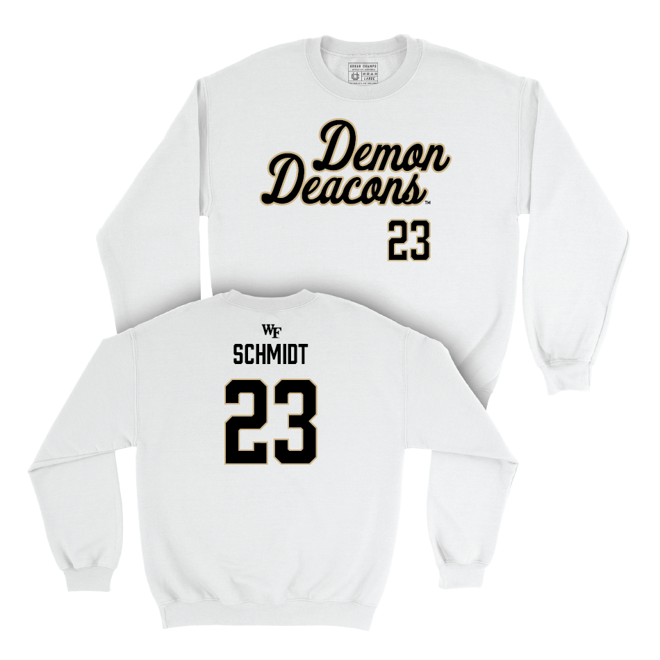 Wake Forest Women's Soccer White Script Crew - Allison Schmidt Small