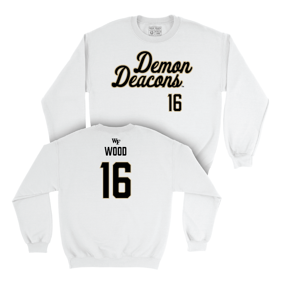 Wake Forest Women's Soccer White Script Crew - Alex Wood Small