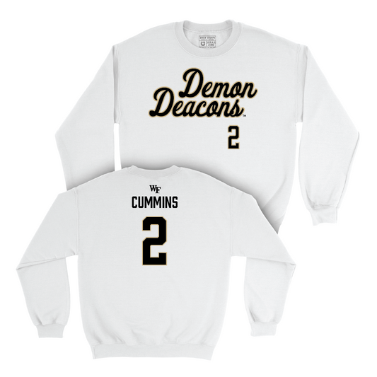 Wake Forest Men's Soccer White Script Crew - Bo Cummins Small