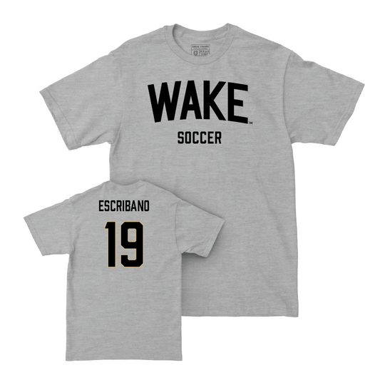 Wake Forest Men's Soccer Sport Grey Wordmark Tee - Cristian Escribano Small