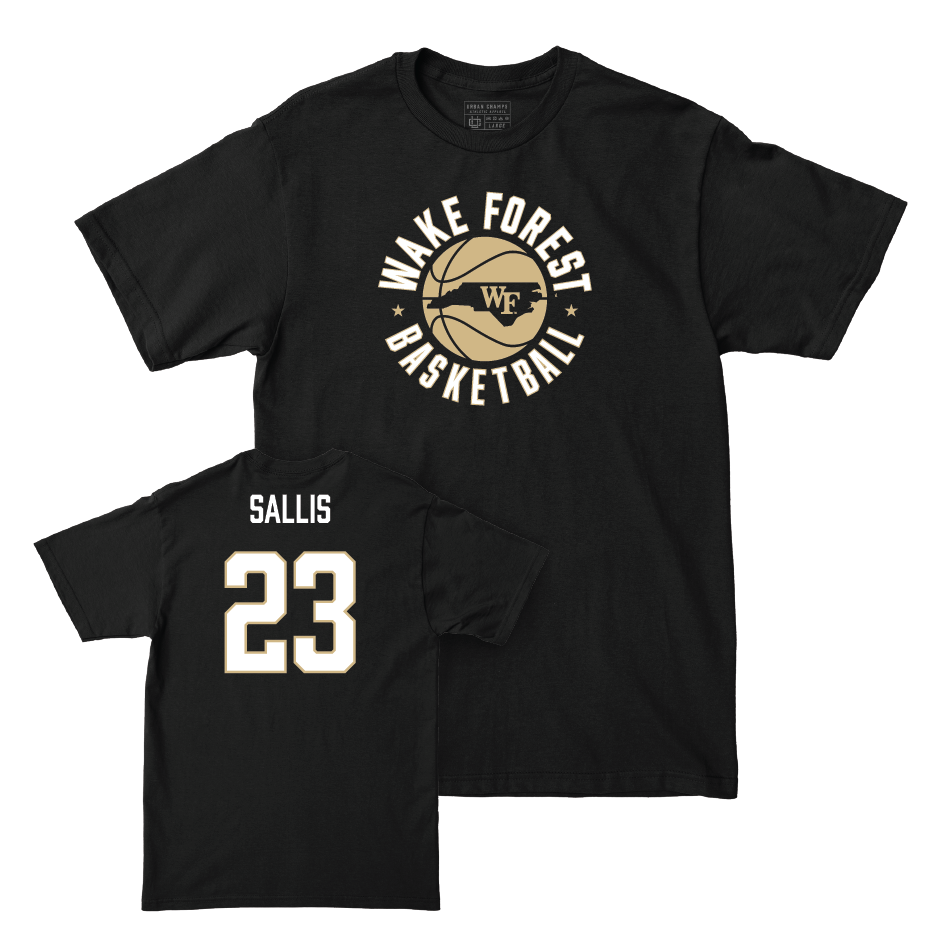 Wake Forest Men's Basketball Black Hardwood Tee - Hunter Sallis Small