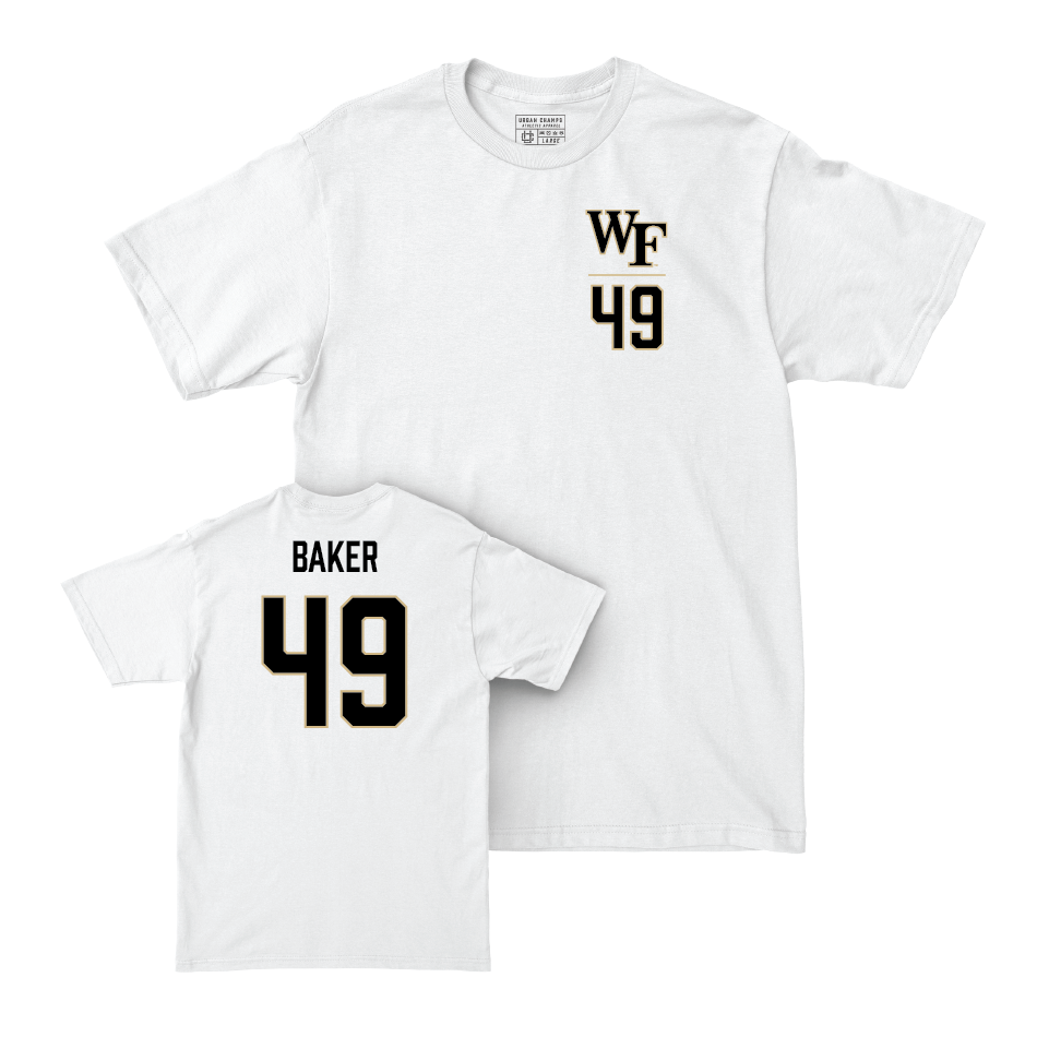 Wake Forest Football White Logo Comfort Colors Tee - Landen Baker Small