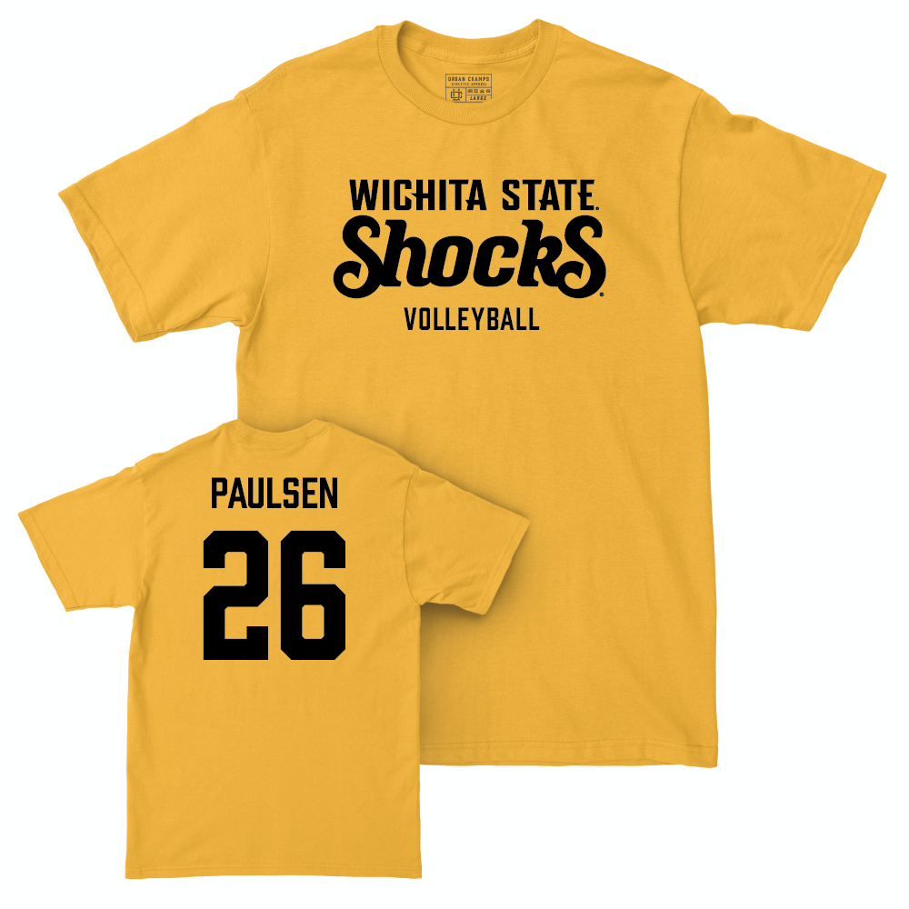 Wichita State Women's Volleyball Gold Shocks Tee - Allie Paulsen Small