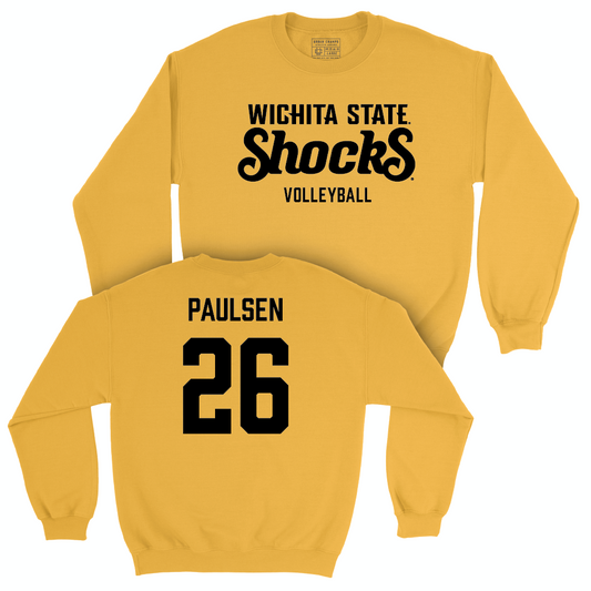 Wichita State Women's Volleyball Gold Shocks Crew - Allie Paulsen Small